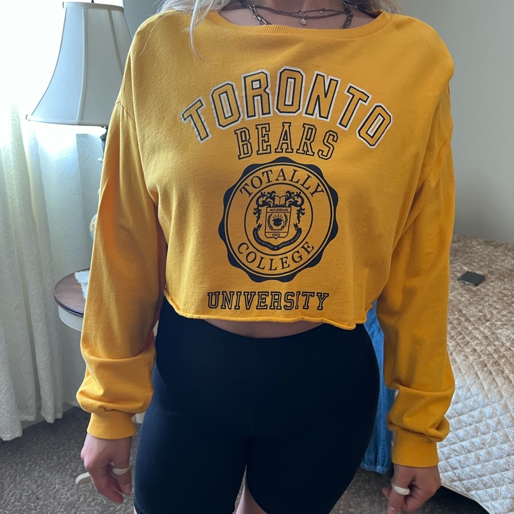 Yellow Toronto Bears Long Sleeve Crop Top